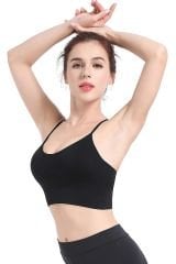 Kadın Siyah Çarpraz İpli Spor Büstiyer – Modern ve Şık Tasarım