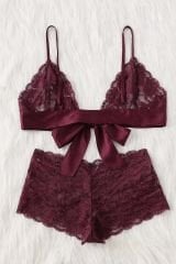 Kadın Bordo Dantelli & Kurdelalı Sütyen Külot Takımı – Modern, Konforlu ve Günlük Kombinlere Uygun