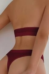 Kadın Bordo Seamless Tanga Sütyen Takım – Modern, Konforlu ve Günlük Kombinlere Uygun