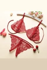 Kadın Bordo Dantelli Sütyen Külot Takımı – Modern, Konforlu ve Günlük Kombinlere Uygun