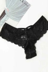 Kadın Siyah Dantel Tanga Külot – Modern ve Şık Tasarım
