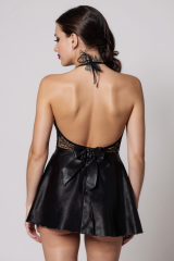 Kadın Siyah Saten Dantelli Dekolteli Gecelik – Modern ve Şık Tasarım