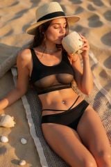 Kadın Siyah Çapraz Ip Detaylı Şık Bikini Takımı – Modern, Konforlu