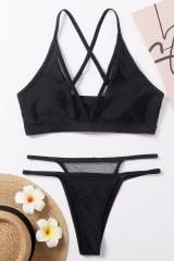 Kadın Siyah File Detaylı Özel Bikini Takımı – Modern, Konforlu ve Günlük Kombinlere Uygun