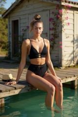 Kadın Siyah Yüksek Bel Özel Bikini Takımı – Modern, Konforlu ve Günlük Kombinlere Uygun