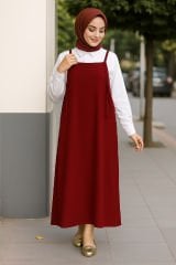 Kadın Bordo Basic Ayarlanabilir Askılı Jile Elbise – Şık, Rahat ve 4 Mevsim Kullanıma Uygun