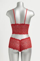 Kadın Kırmızı Dantel Bralet Şort Takımı – Tutkulu ve Çekici İç Giyim