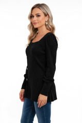 Kadın Uzun Kollu Düğmeli Mevsimlik Bluz – Yumuşak Dokulu, Esnek ve Sıcak Tutan Kumaş