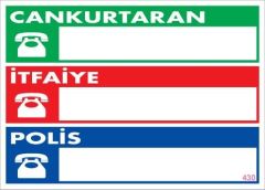 Acil Durum Telefon Levhası 25x35 KOD:430