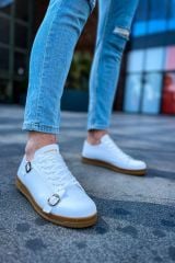 CH191 - CKT Side Buckle Erkek Ayakkabı BEYAZ