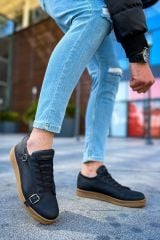 CH191 - CKT Side Buckle Erkek Ayakkabı SIYAH