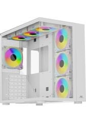 POWERBOOST PB-SS02W SEA VIEW JBST-PBSS02W USB 3.0 Mesh Beyaz 7X12CM RGB FAN GAMING ATX KASA