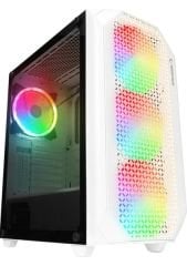 RAMPAGE ZUKO 600W 80+ Mesh Panel 4x RAINBOW 14CM FANLI GAMING ATX KASA BEYAZ