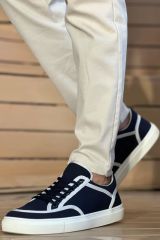 CH2505 - Keten Erkek Ayakkabı Lacivert Beyaz