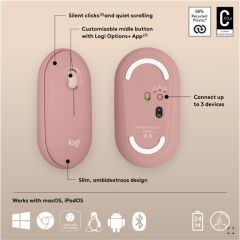 Logıtech Pebble 2 M350S Kablosuz Bluetooth Sessi̇z Opti̇k Mouse Pembe 910007014