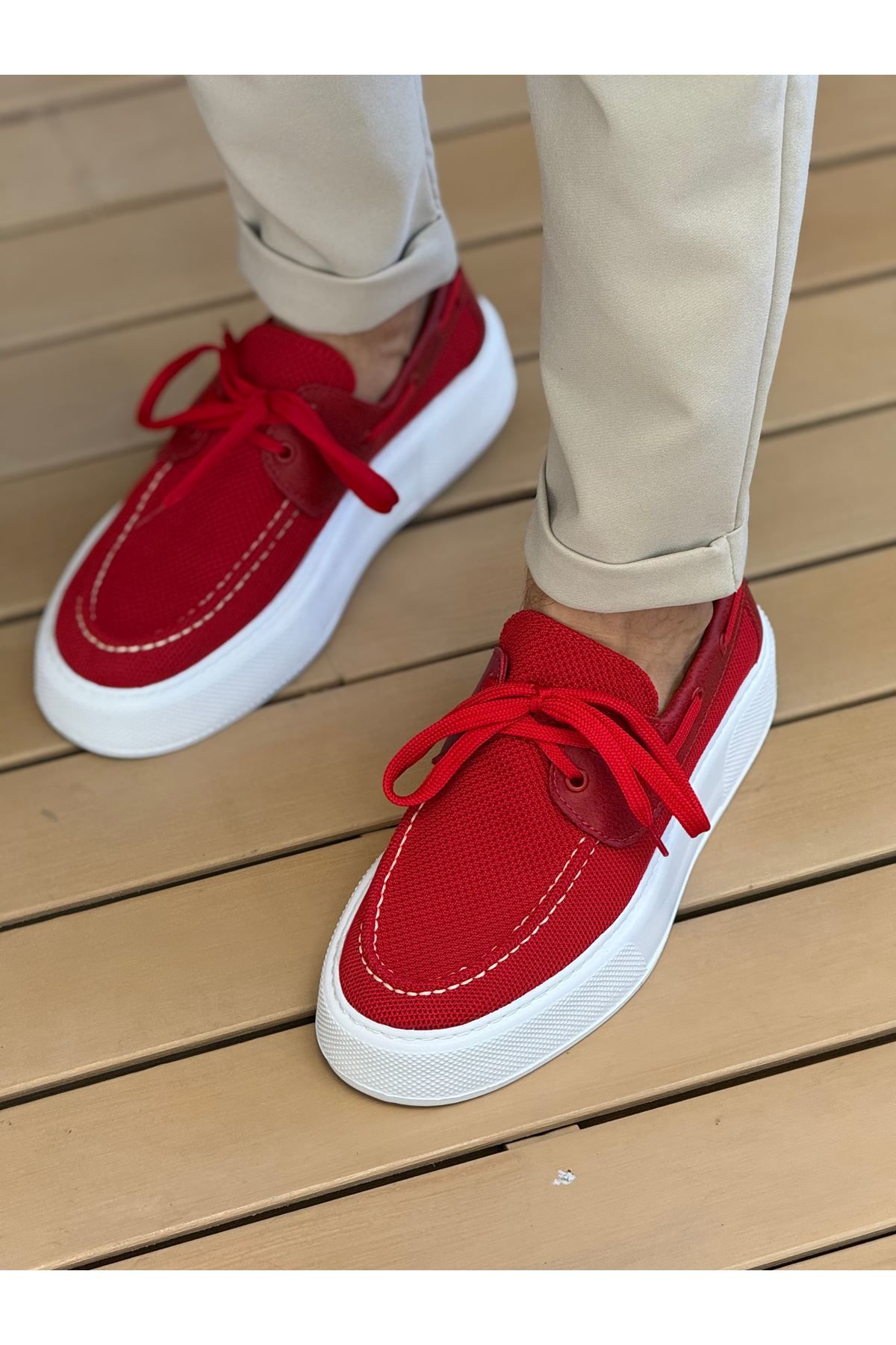 CH2602 - Triko Erkek Ayakkabı KIRMIZI