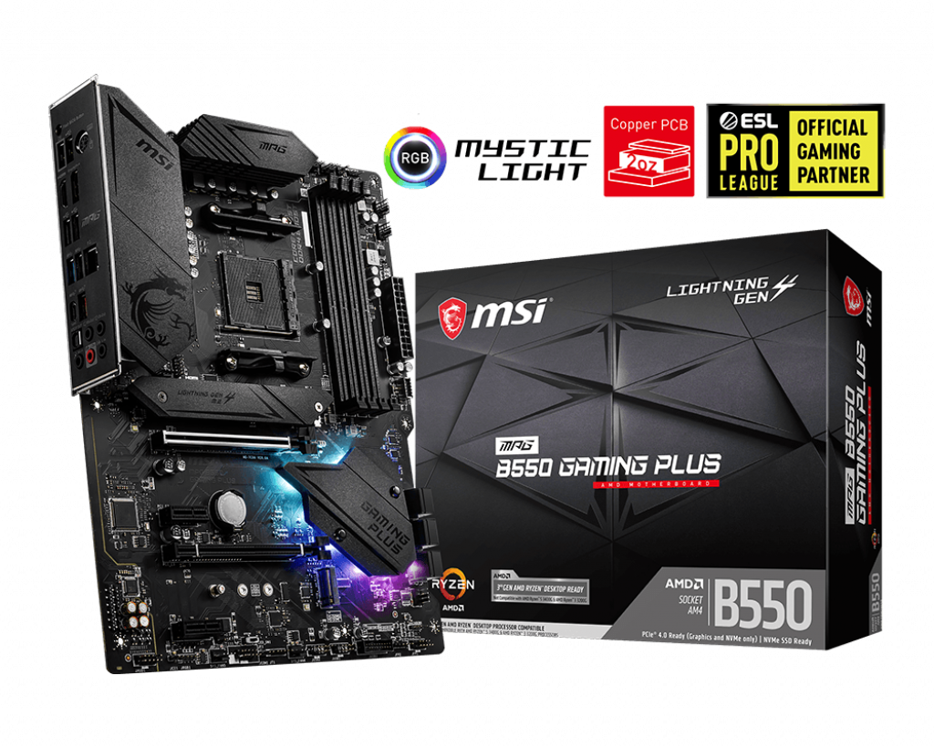 MSI MPG B550 GAMING PLUS DDR4 4400MHZ 1XHDMI 1XDP 2XM.2 USB 3.2 ATX AM4