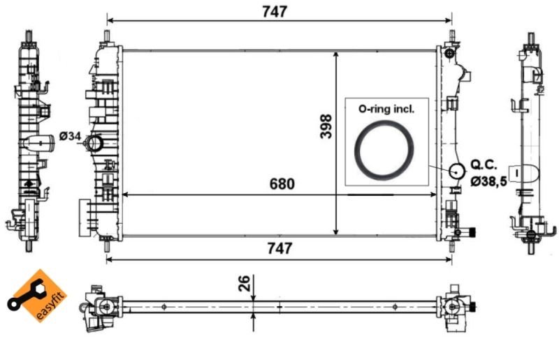 Opel Insıgnıa 2.0 Cdtı Radyatör/Manuel/Klimalı araclarla uyumludur/Orjinel No:1300291