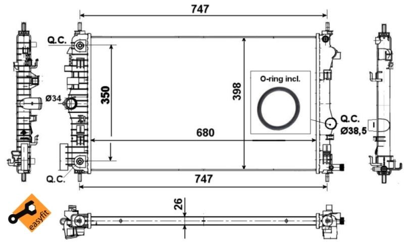 Opel Insıgnıa 2.0 CDTI Radyatör/Otomatik/Klimalı araclarla uyumlu/Orjinel NO:1300290