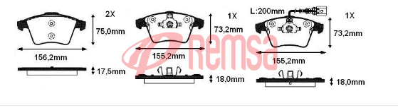 FREN BALATA FISLI ON VOLKSWAGEN TRANSPORTER V (7HA,7HH,7EA,7EH) 1.9 TDI 17 JANT 17.5-18.00mm 2003-2011