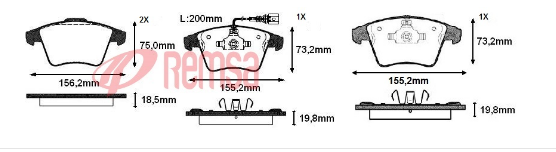 FREN BALATA FISLI ON VOLKSWAGEN TRANSPORTER V (7HA,7HH,7EA,7EH) 1.9 TDI 17 JANT 17.5-18.00mm 2003-2011
