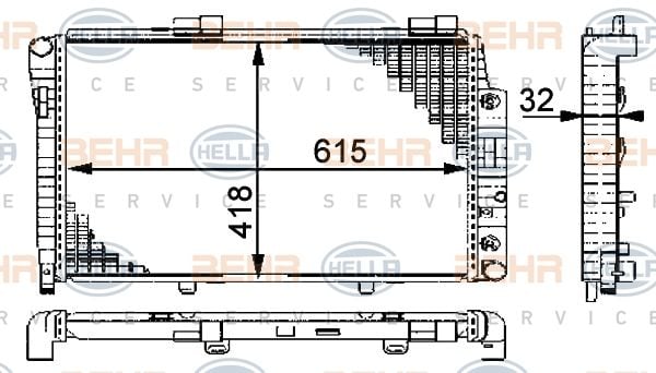 Mercedes W202 C180 C200 C200D C220 D Radyatör/Otomatık/Klımalı araclara uyumlu/Orjınal No:2025002203