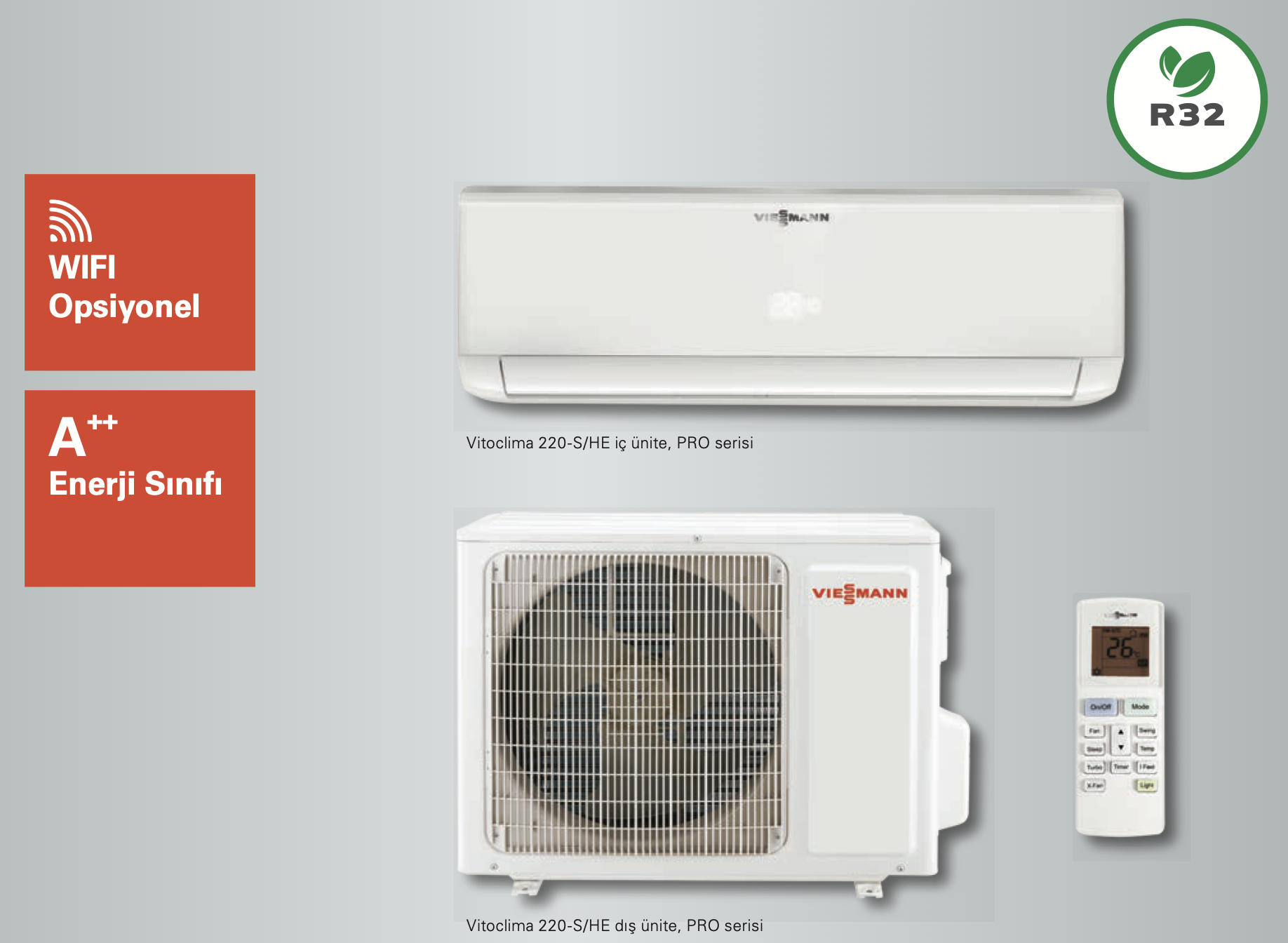 Viessmann Vitoclima 220-S/HE Pro Serisi 22.000 Btu Split Klima (Montaj Dahil)