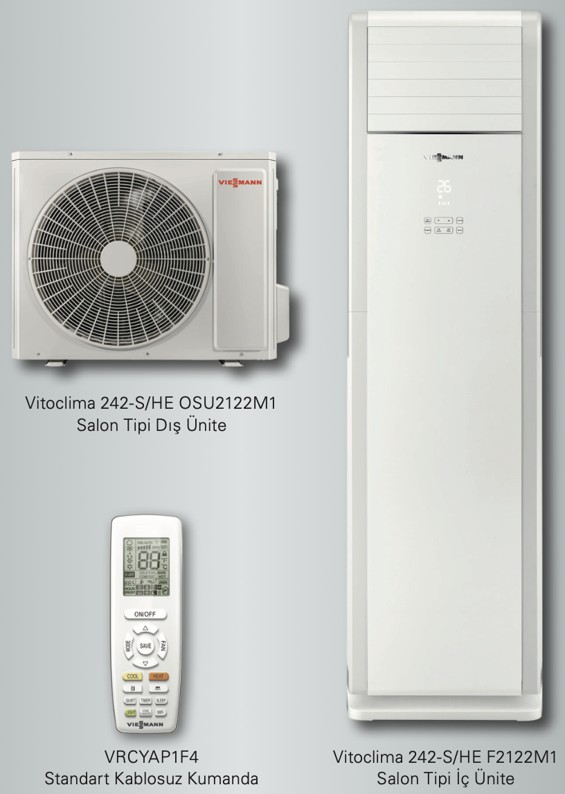 Viessmann Vitoclima 242-S Inverter Salon Tipi FS2122M1 42.000 Btu Monofaze Split Klima (MONTAJ HARİÇ)
