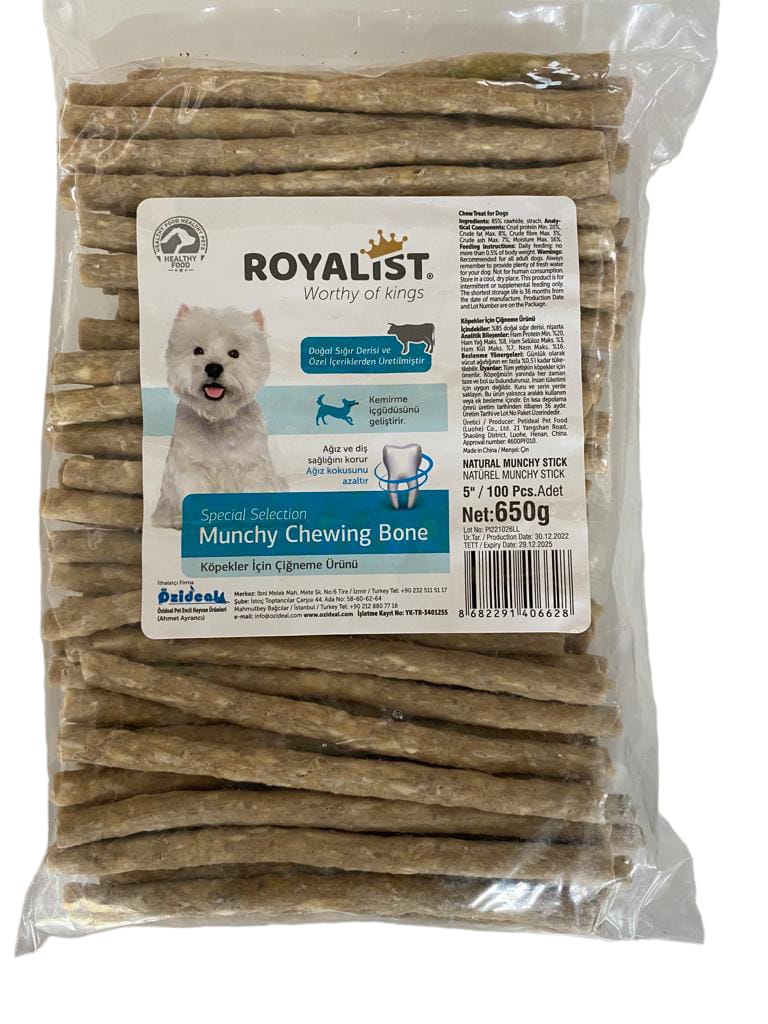 03666 ROYALİST İTHAL NATURAL MUNCHY KEMİK  5'' (13 CM) 100LÜ