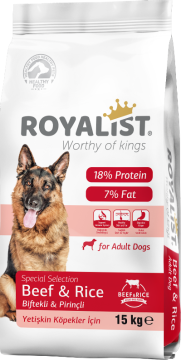 00017  ROYALİST BİFTEKLİ & PİRİNÇLİYETİŞKİN KÖPEK MAMASI 15KG