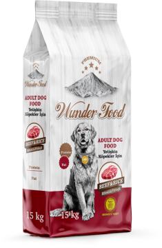 02218 WUNDER FOOD BİFTEKLİ&PİRİNÇLİ YETİŞKİN KÖPEK MAMASI 15KG