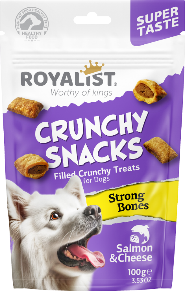 03768 ROYALIST DOG CRUNCHY SNACKS SALMON & CHEESE / STRONG BONES 100 GR