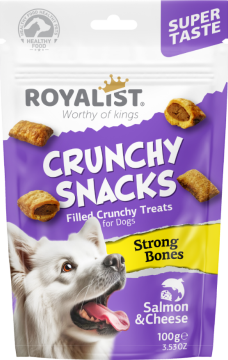 03768 ROYALIST DOG CRUNCHY SNACKS SALMON & CHEESE / STRONG BONES 100 GR