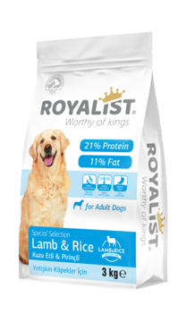 01007 ROYALIST KUZU ETLİ & PİRİNÇLİ YETİŞKİN KÖPEK MAMASI 3 KG