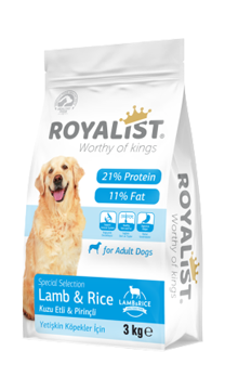 01007 ROYALIST KUZU ETLİ & PİRİNÇLİ YETİŞKİN KÖPEK MAMASI 3 KG