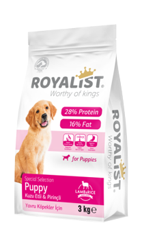 01008  ROYALIST KUZU ETLİ & PRİNÇLİ YAVRU KÖPEK MAMASI 3 KG