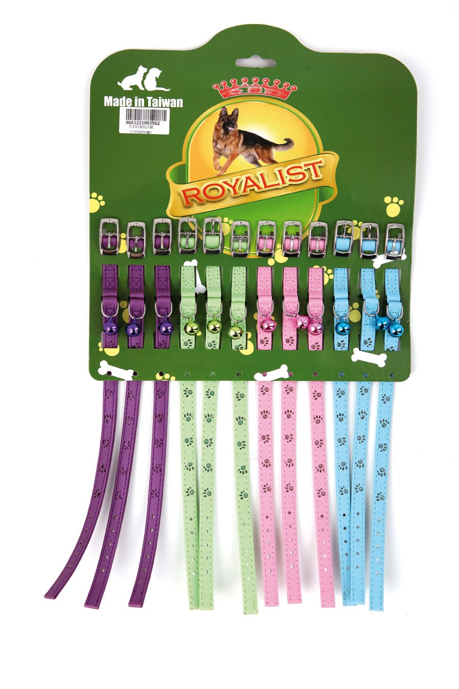 01567  PC-16 PATİ BASKILI 10 MM 12 Lİ SET KEDİ TASMASI