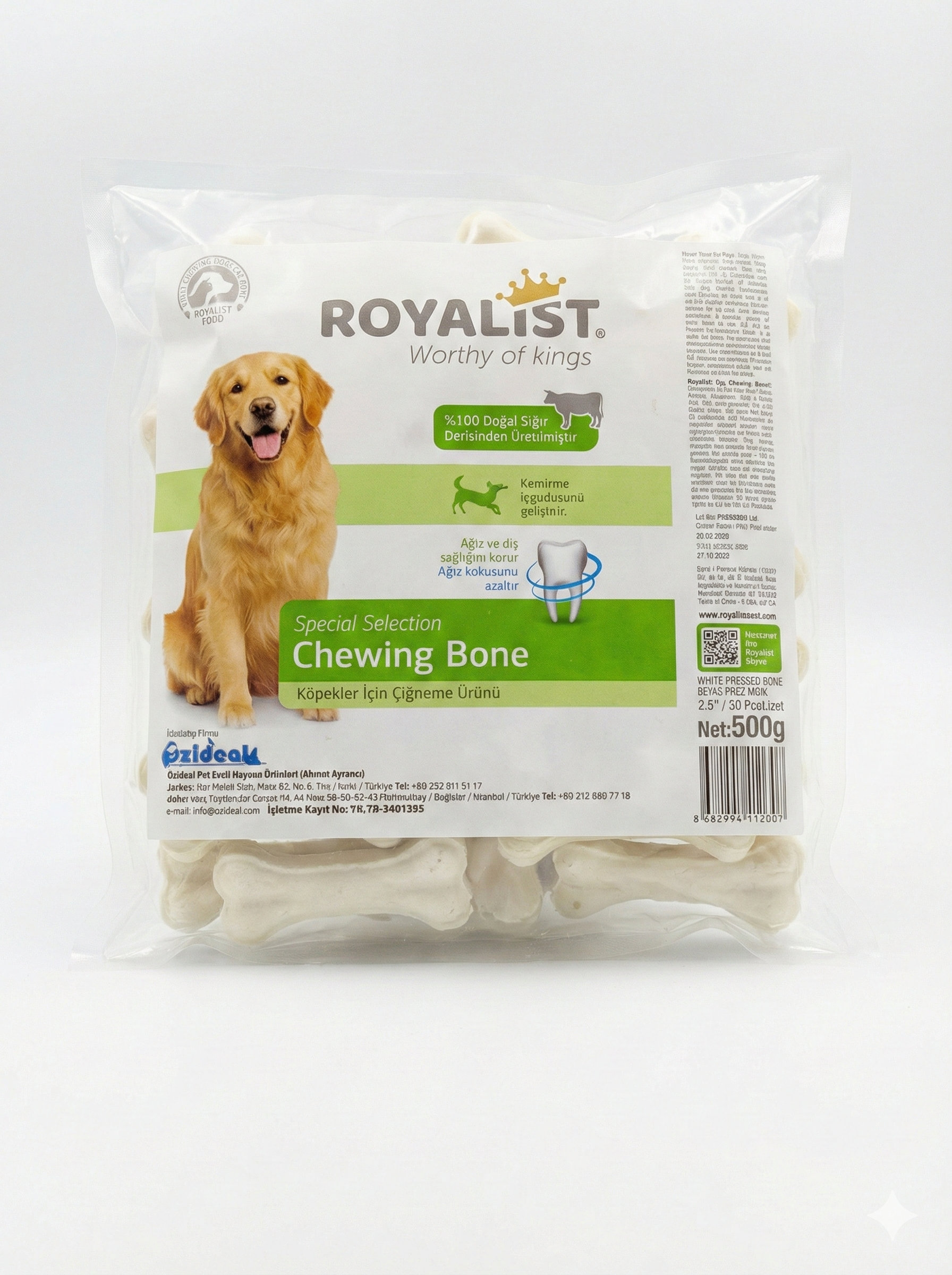 02784 ROYALIST BEYAZ PRES KEMİK 2.5'' 500 GR  50 PCS