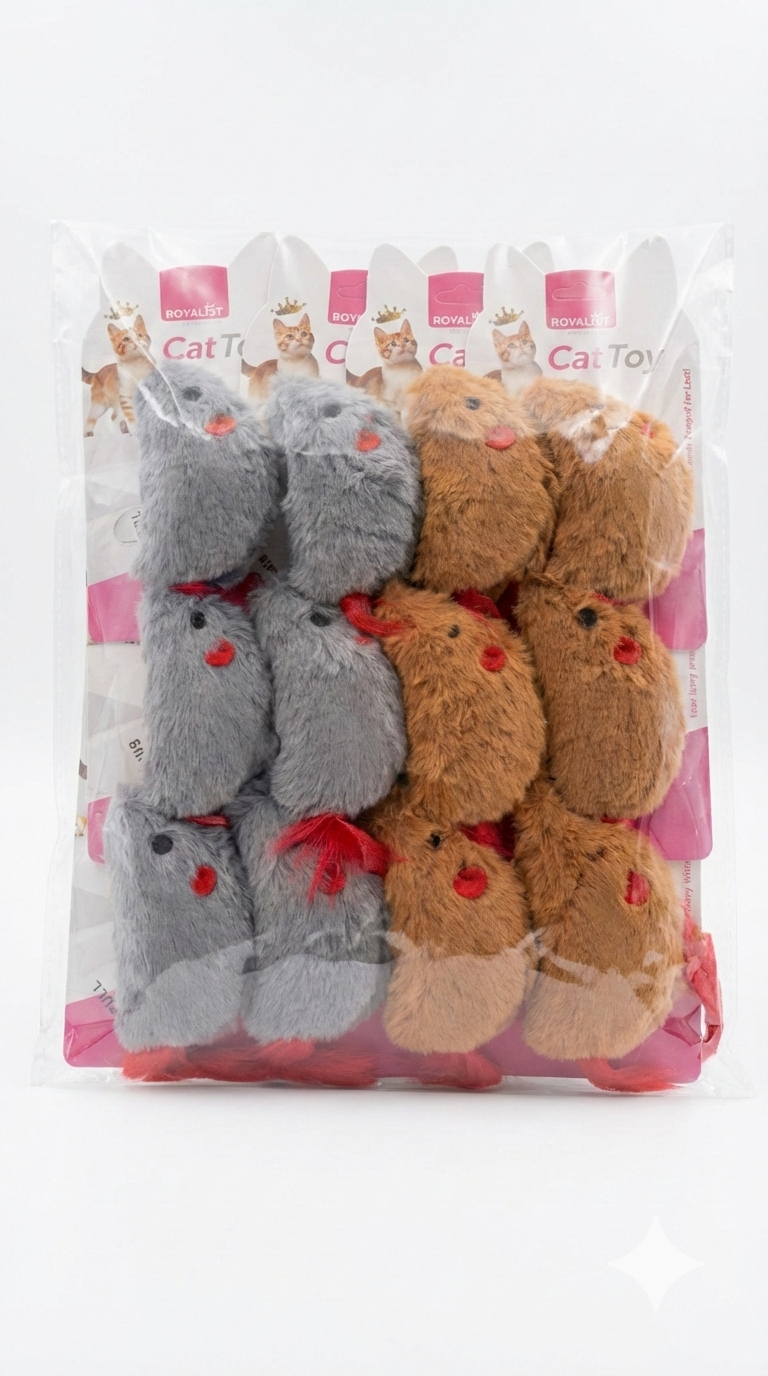 03781 ROYALİST KIRMIZI KUYRUKLU PELUŞ KEDİ OYUNCAK FARE