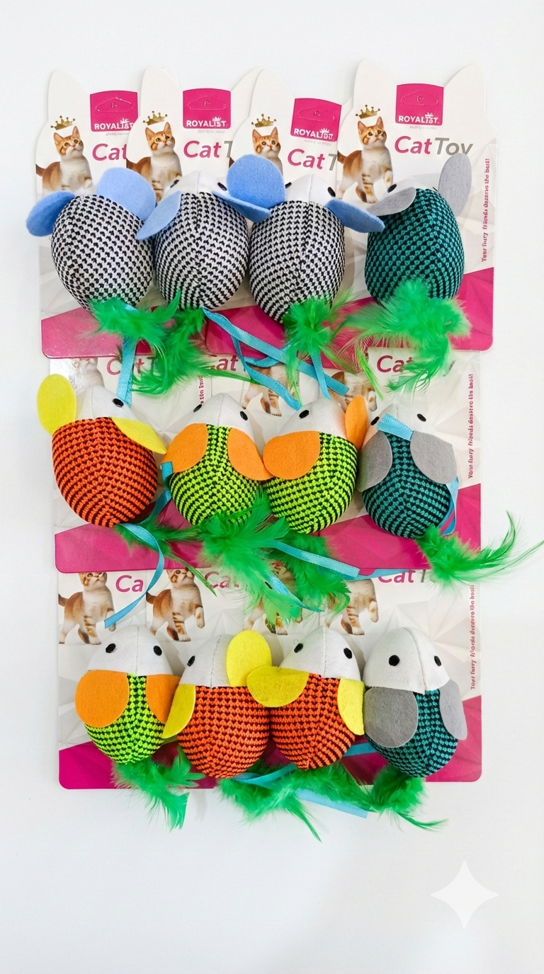 03788 ROYALİST BÜYÜK KULAK TÜY KUYRUK KEDİ OYUNCAK FARE