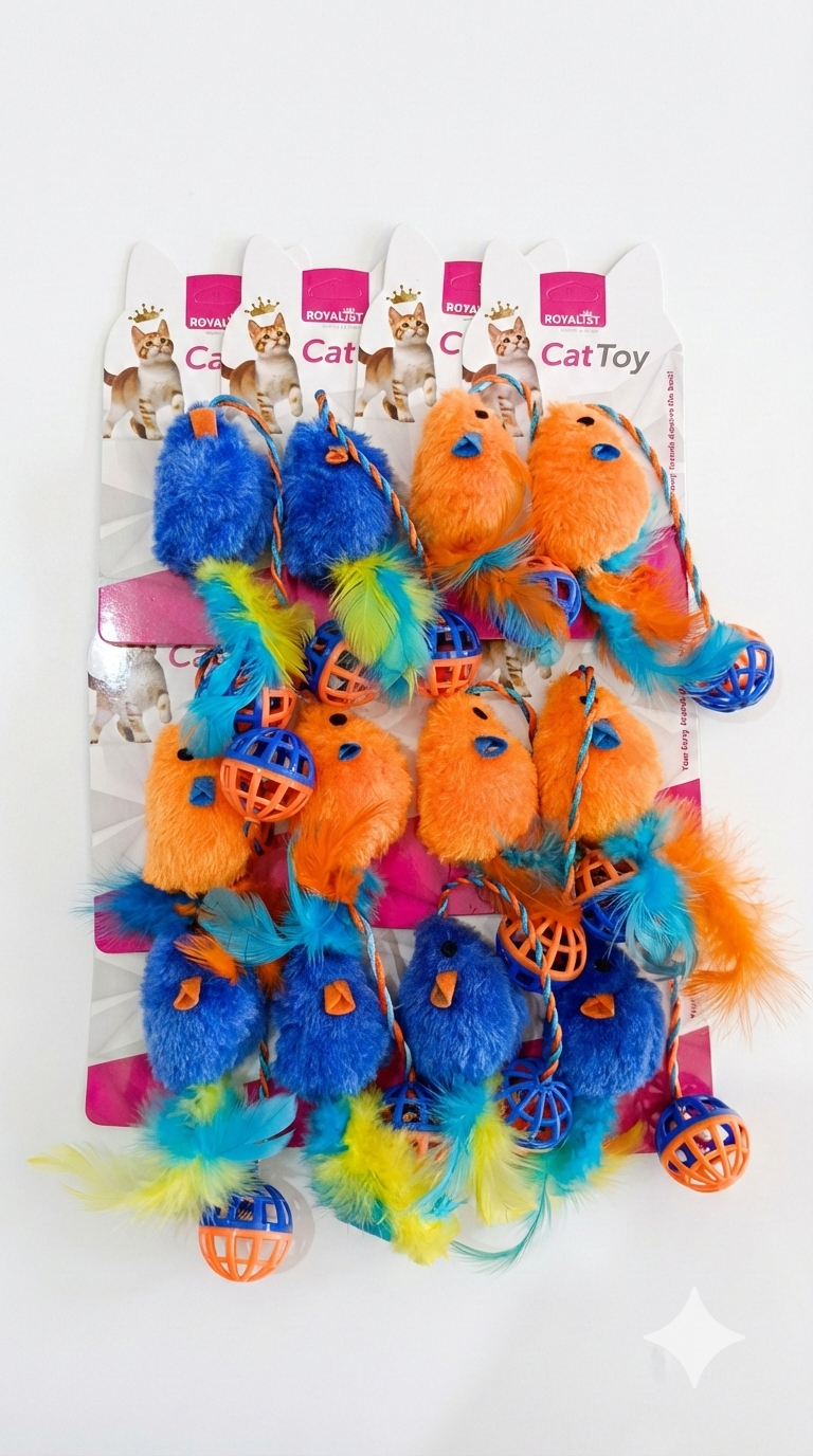 03789 ROYALİST ZİLLİ PLASTİK TOPLU KEDİ OYUNCAK FARE