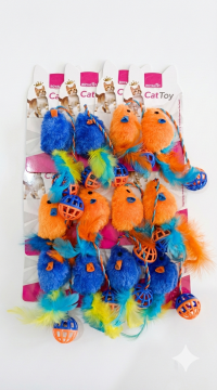 03789 ROYALİST ZİLLİ PLASTİK TOPLU KEDİ OYUNCAK FARE