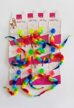 03791 ROYALİST GÖKKUŞAĞI KUYRUKLU PLASTİK TOPLU KEDİ OYUNCAK