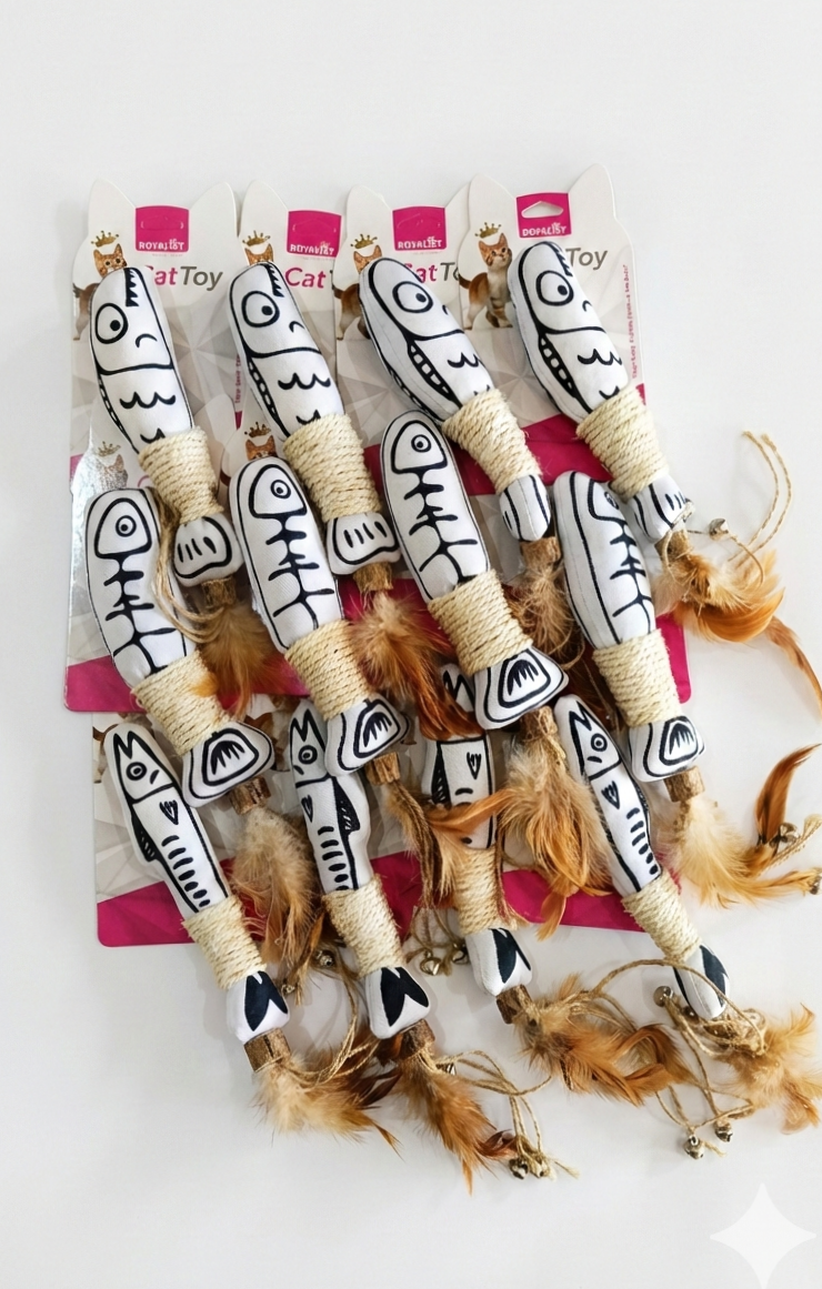 03798 ROYALİST ZİLLİ KUYRUK İP SARGILI KEDİ OYUNCAK BALIK