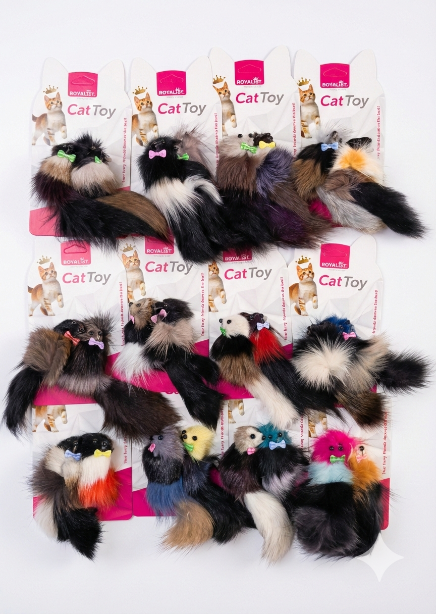 03802 ROYALİST EKOSE POPYONLU KEDİ OYUNCAK FARE