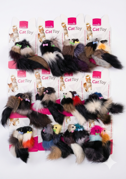 03802 ROYALİST EKOSE POPYONLU KEDİ OYUNCAK FARE