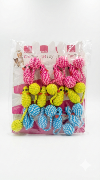 03790 ROYALİST İP SARGILI TOP KUYRUK KEDİ OYUNCAK FARE