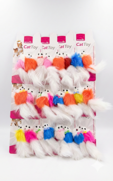 03786 ROYALİST MİNİK PAPYONLU TÜYLÜ KEDİ OYUNCAK FARE