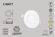 3W SLIM LED PANEL SIVA ALTI , 3W PANEL LED 3W 3000KELVIN , GÜN IŞIĞI