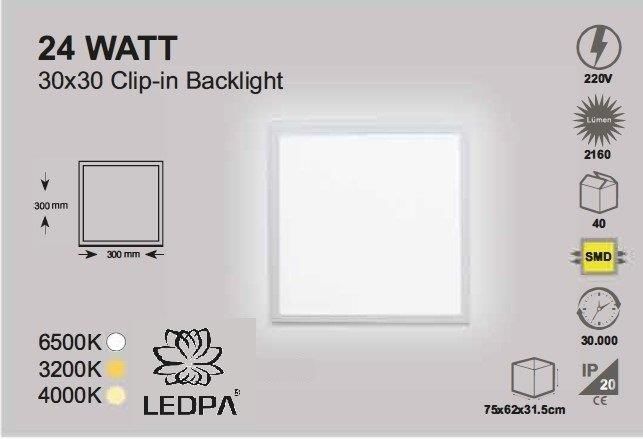 KARE 24W SLIM LED PANEL 6500K BEYAZ , 24W PANEL BEYAZ